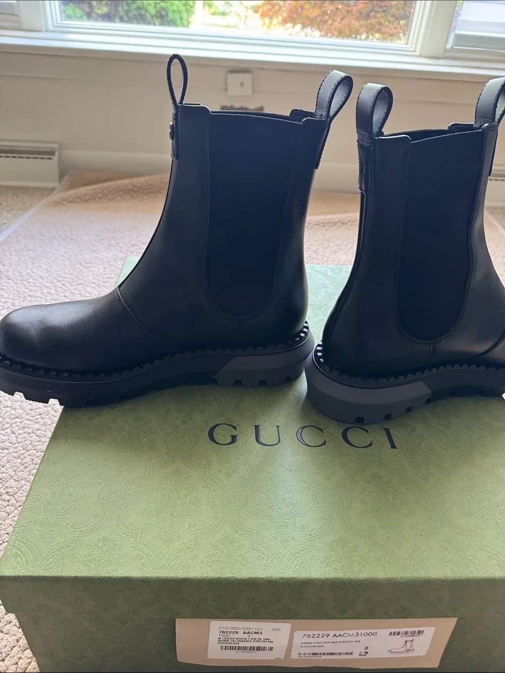 Mens Gucci Black Leather Sierra Calf/Double Stretch Boots